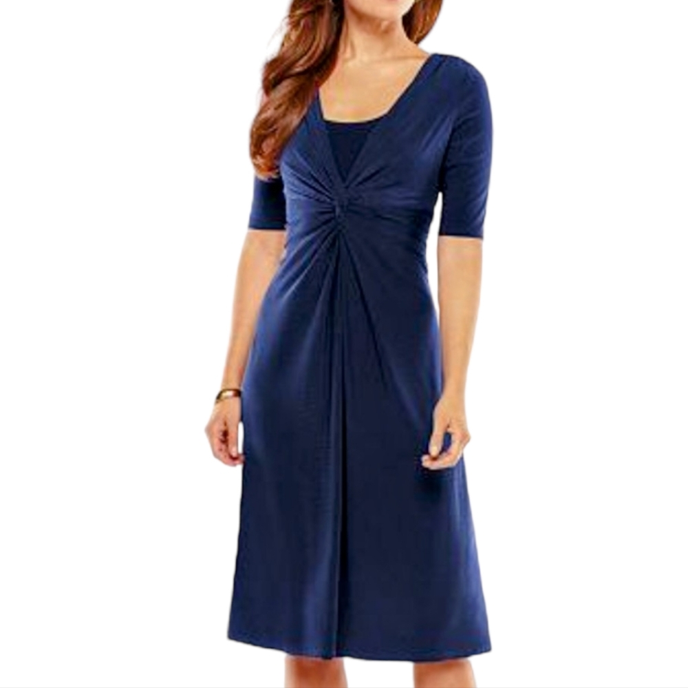 ChapsChaps Solid Knot-Front Empire Dress